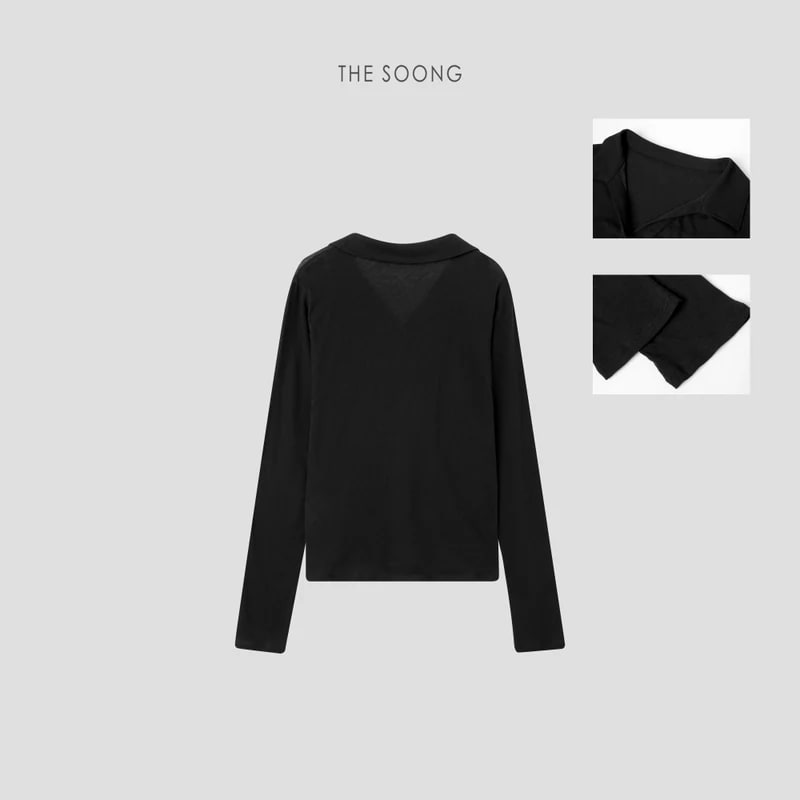 THESOONG 26s' Classic Versatile Slimming Henley Polo Long Sleeve view 11