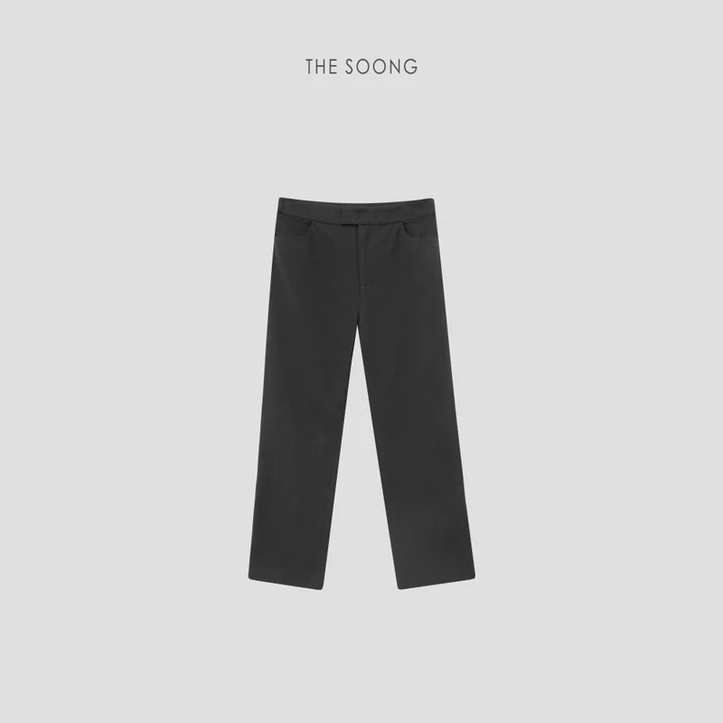 THESOONG Four-Way Stretch Mid-Rise Straight-Leg Cropped Black Pants - 6813 view 8