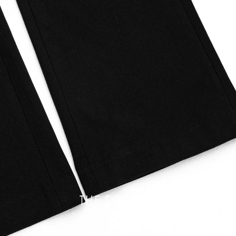 THESOONG Four-Way Stretch Mid-Rise Straight-Leg Cropped Black Pants - 6813 view 16