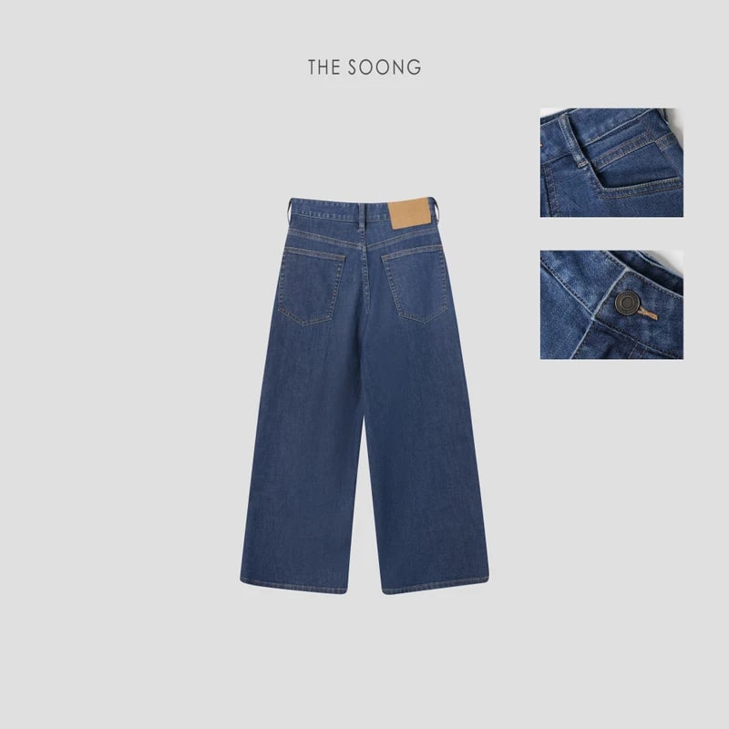 THESOONG Vintage Cropped Trousers Japanese Rope-Dyed Washed-6582 view 5