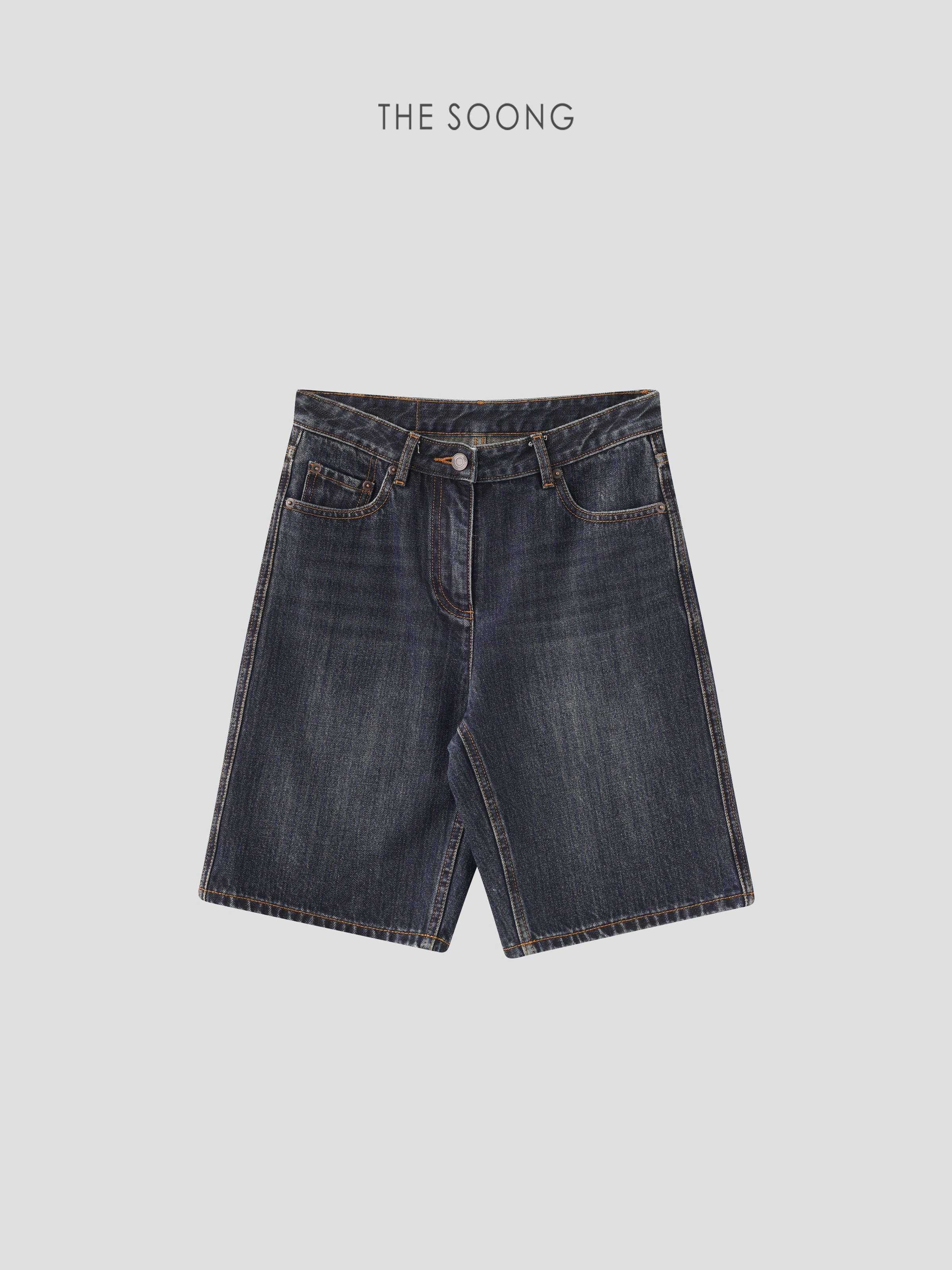 THESOONG "Boyish" Vintage Washed Slub Textured Straight Deni-7581