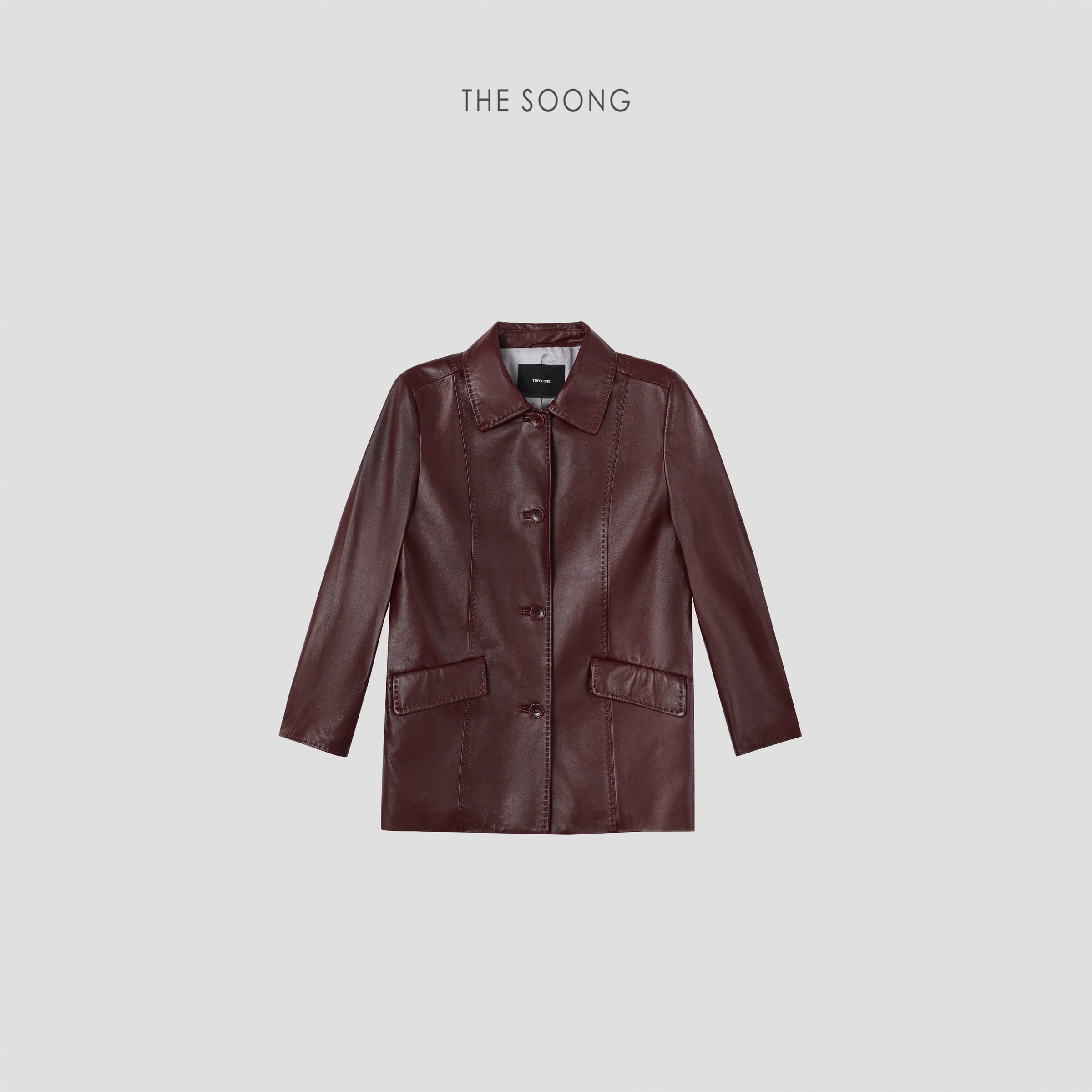 THESOONG “Cherry Red” Vintage Handmade Lambskin Leather Jacket - 9146