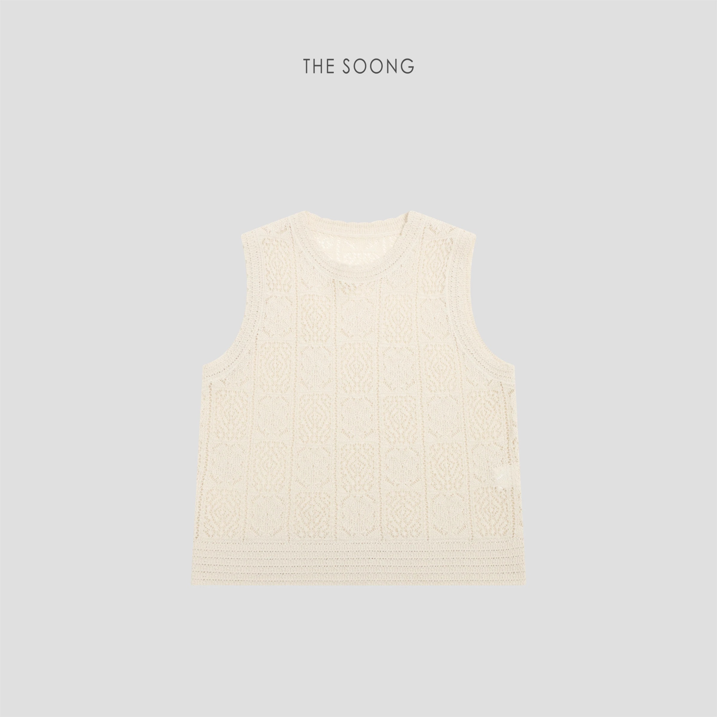 THESOONG Vintage Irish Hand-Knitted Aran Textured Vest Top 8531