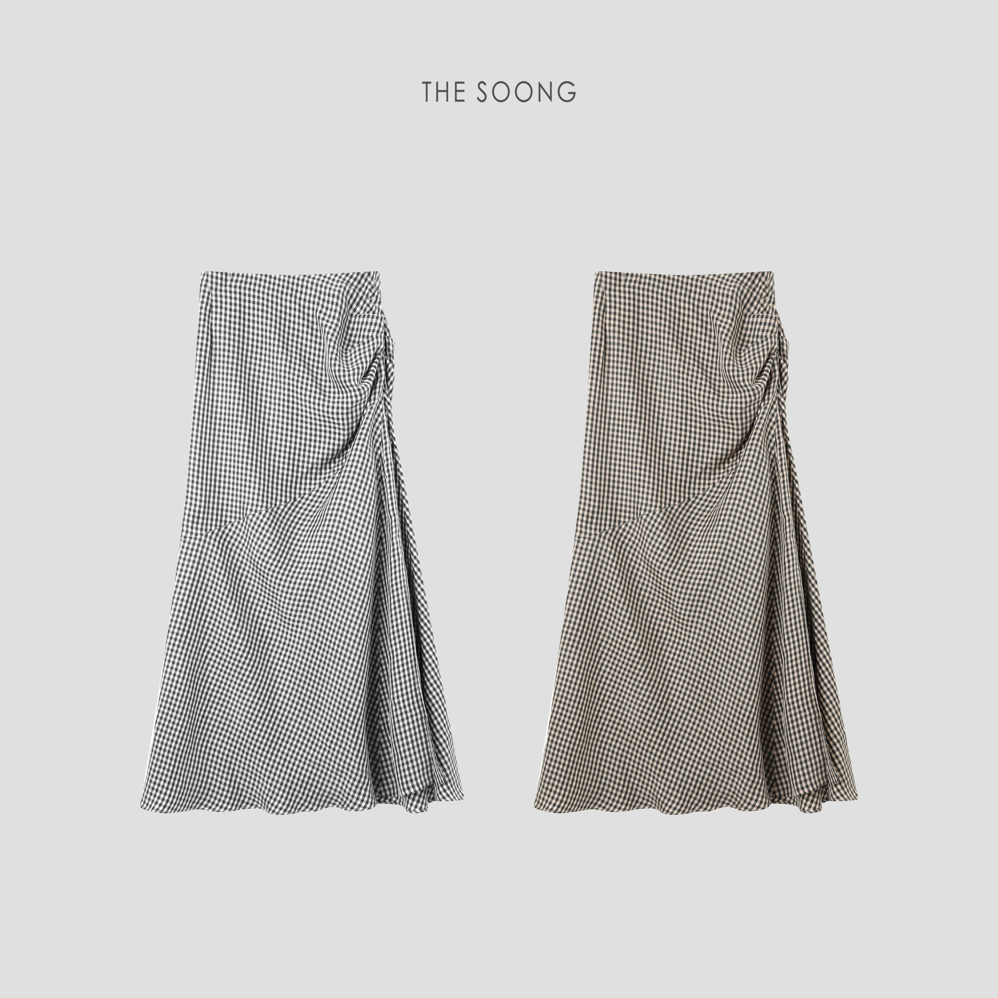 THESOONG 체크 머메이드 스커트