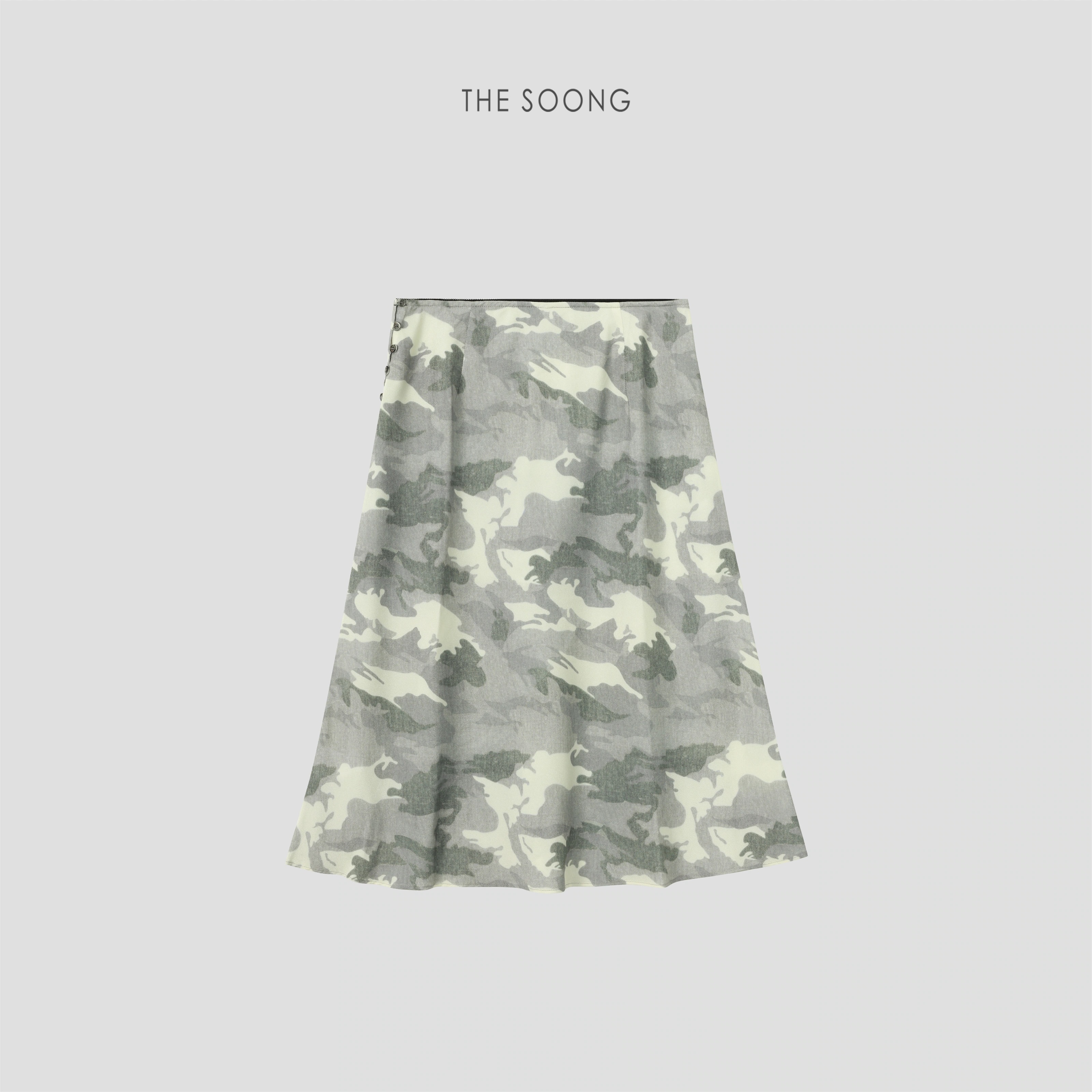 THESOONG Camo Print High-Waist Mermaid Midi Skirt - 9413