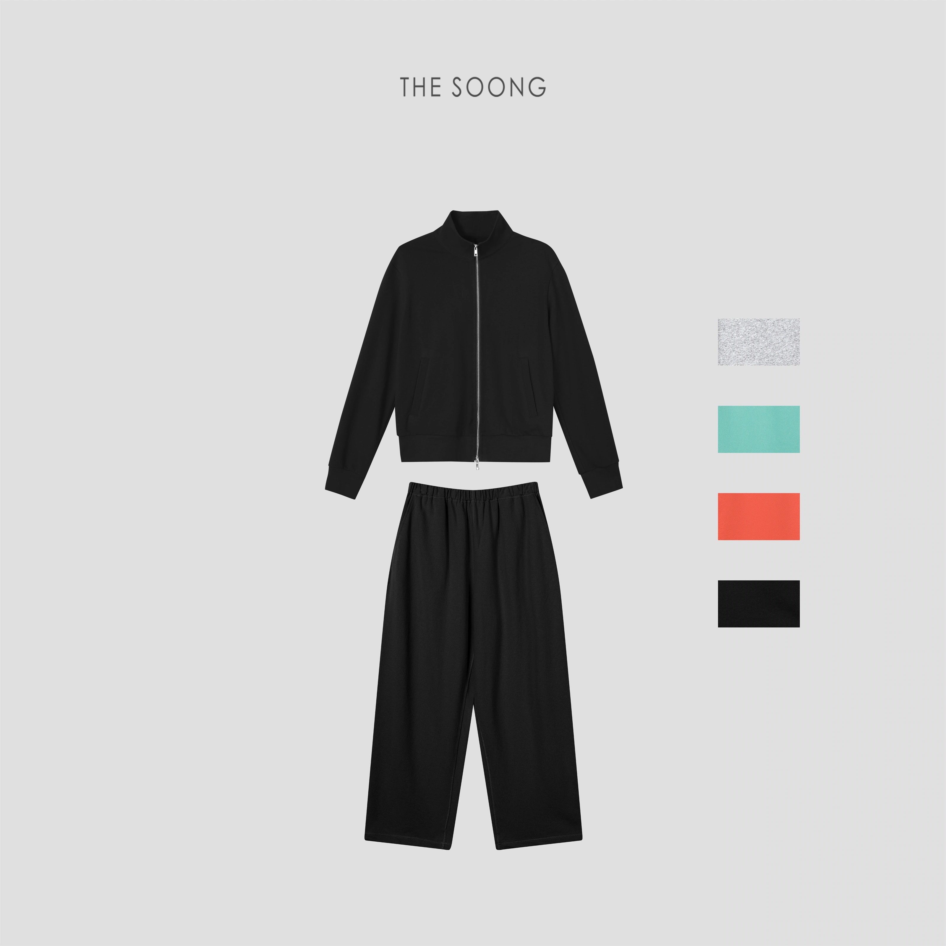 THESOONG “Evergreen” Cotton-Blend Stand-Collar Casual Set - 8995/8996