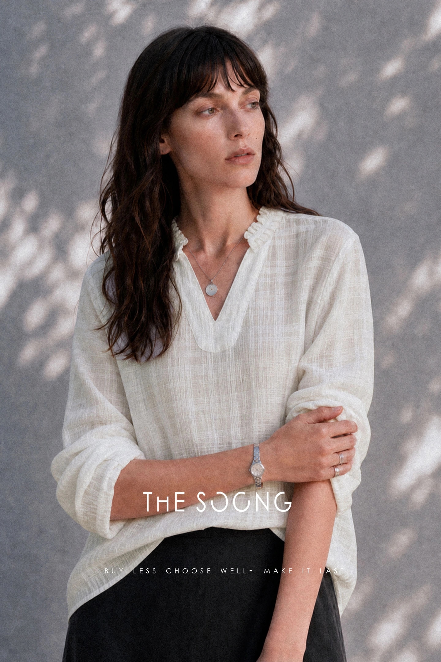THESOONG Lyocell Linen V Long-Sleeve Shirt 8762 alternate view