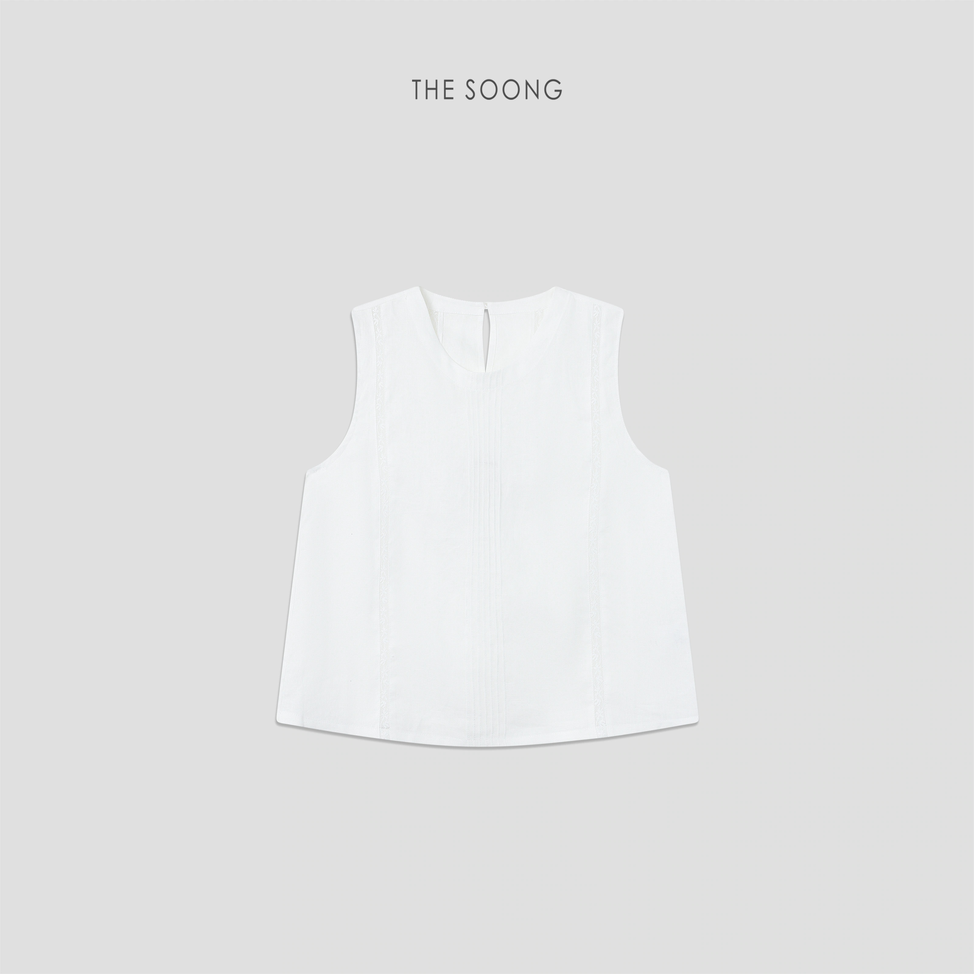 THESOONG Linen Sleeveless Vest Summer Crewneck Relaxed Top -9385