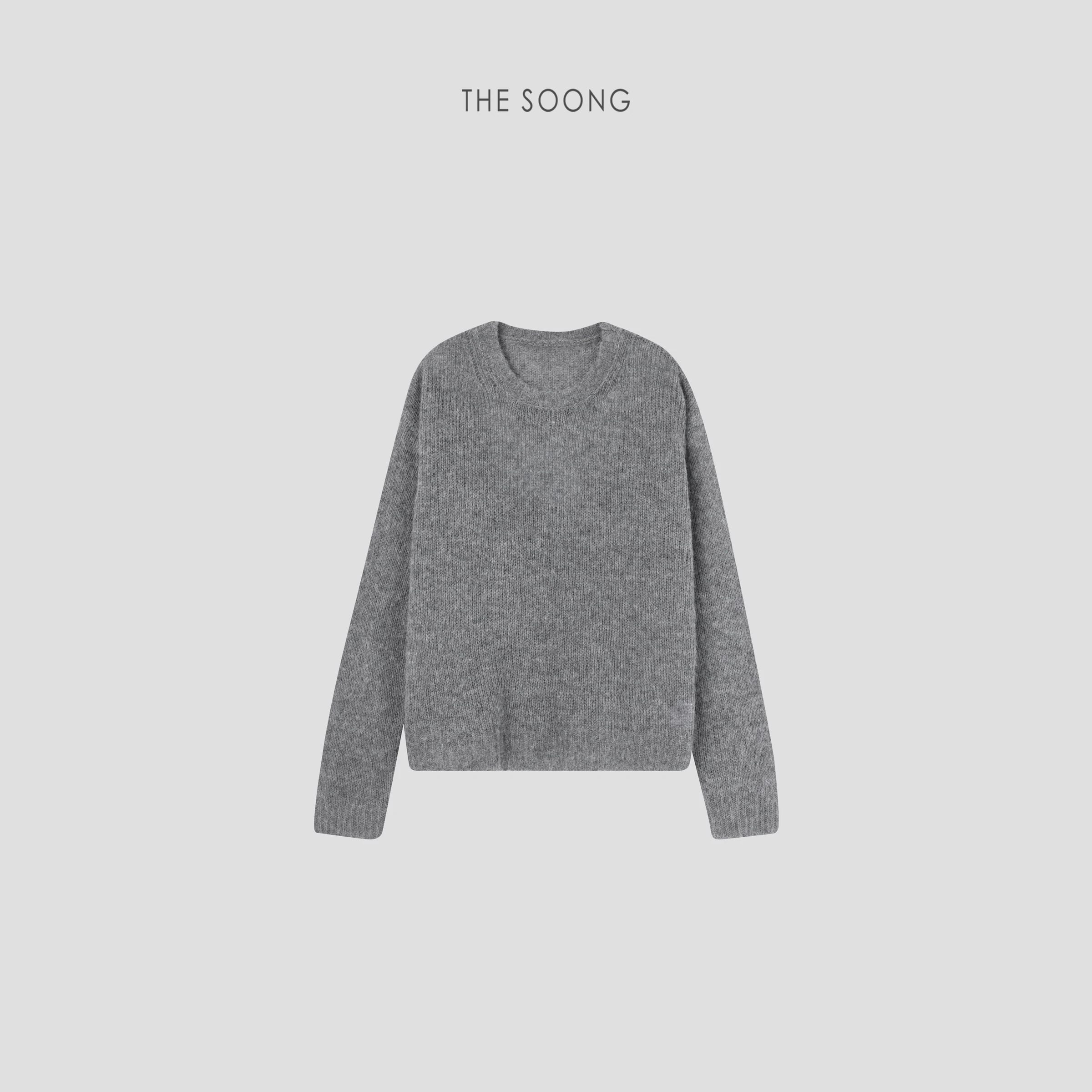 Kangbaolai Cashmere Minimalist Marled-Yarn Soft Crewneck Long-Sleeve Top