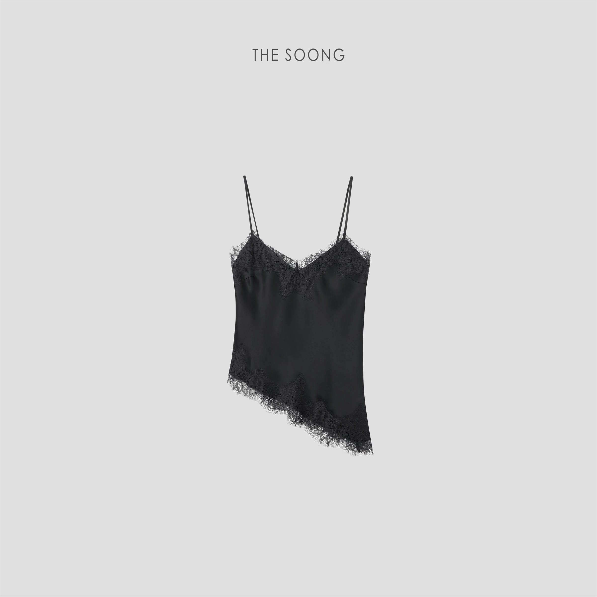 Satin Mist Acetate Satin Lace-Trim Camisole