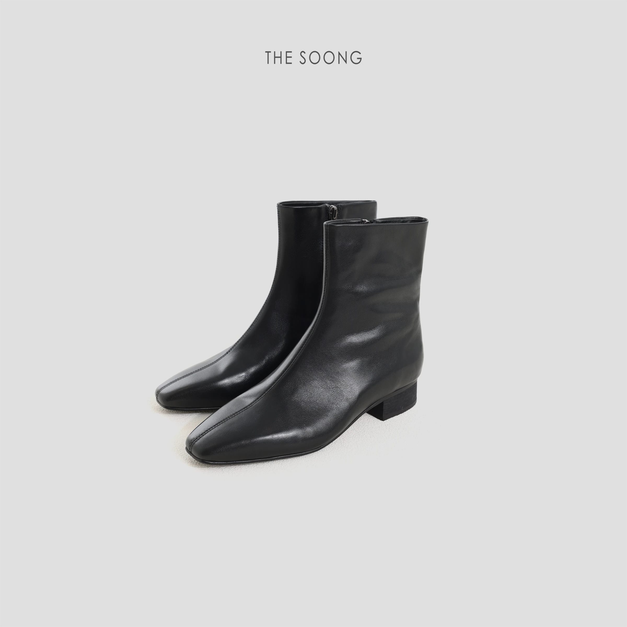 Block-Heel Boots in Washed Top-Grain Cowhide with Center-Seam Detailing