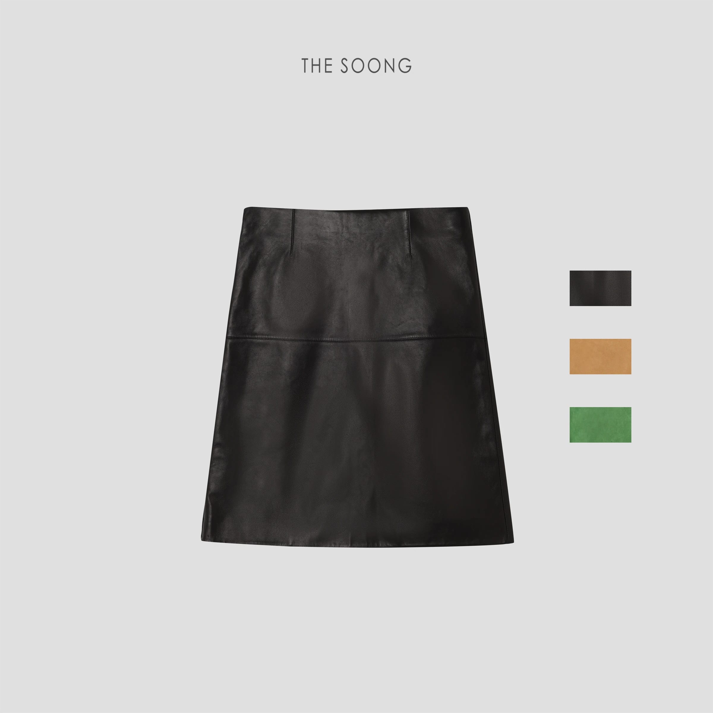 South African Imported Top-Grain Goat Suede High-Waist A-Line Skirt
