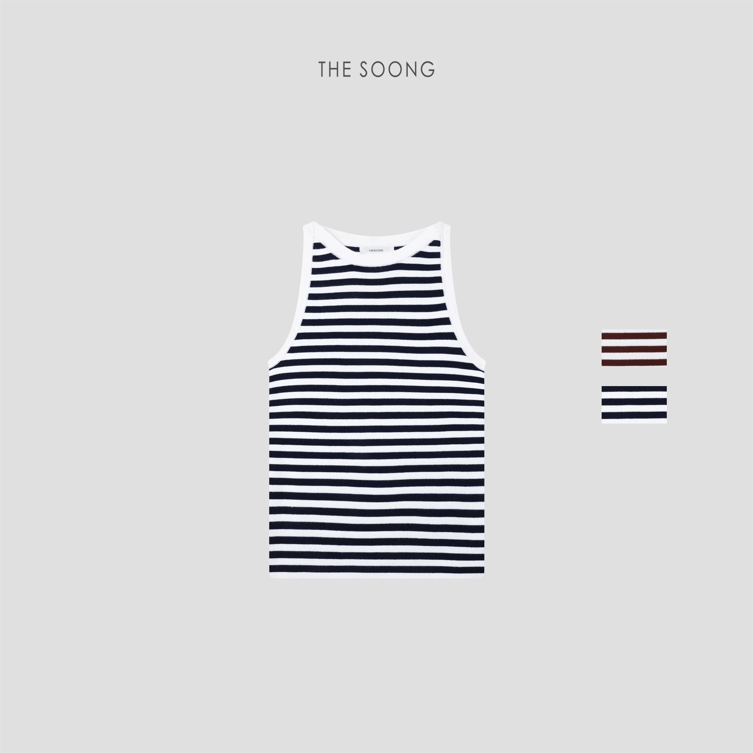 Soft Stretch Wool-Blend Striped Sleeveless Top