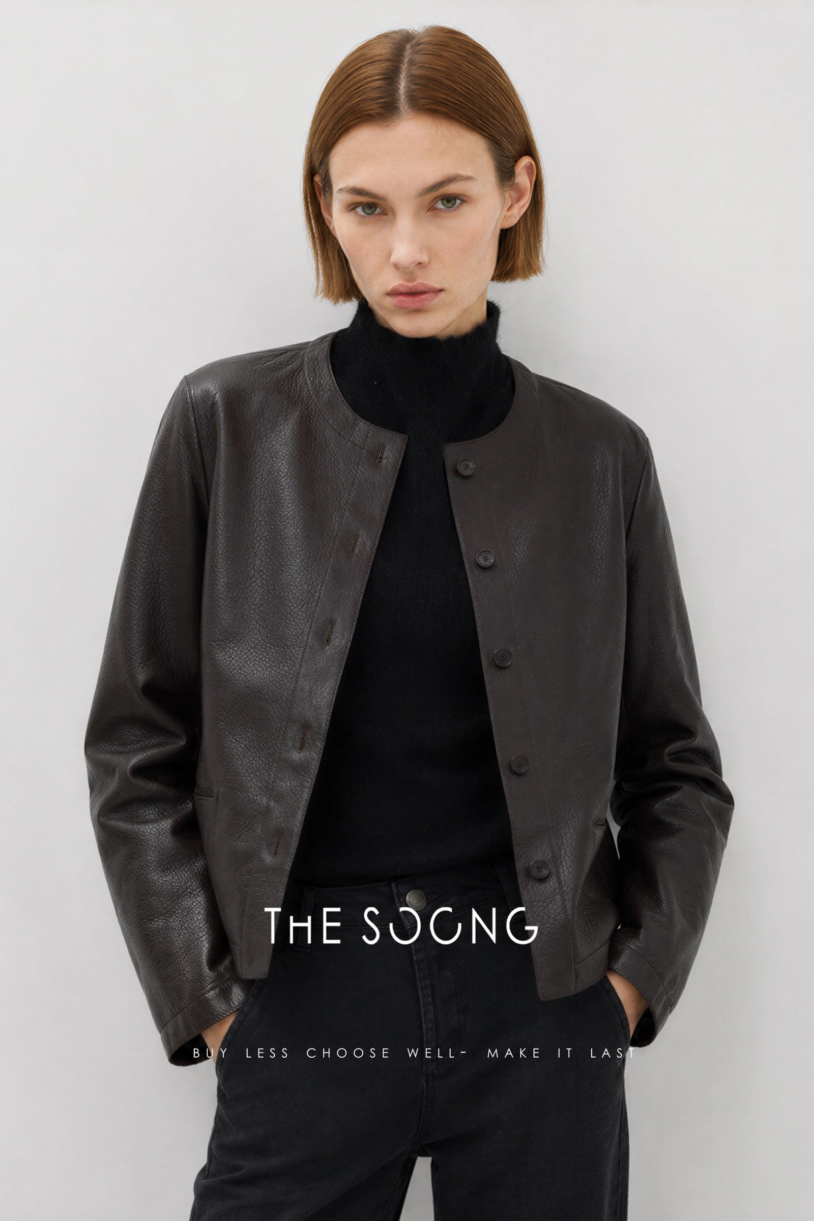 THESOONG “Leather Poem” New Zealand Lambskin Cropped Jacket - 8918 alternate view