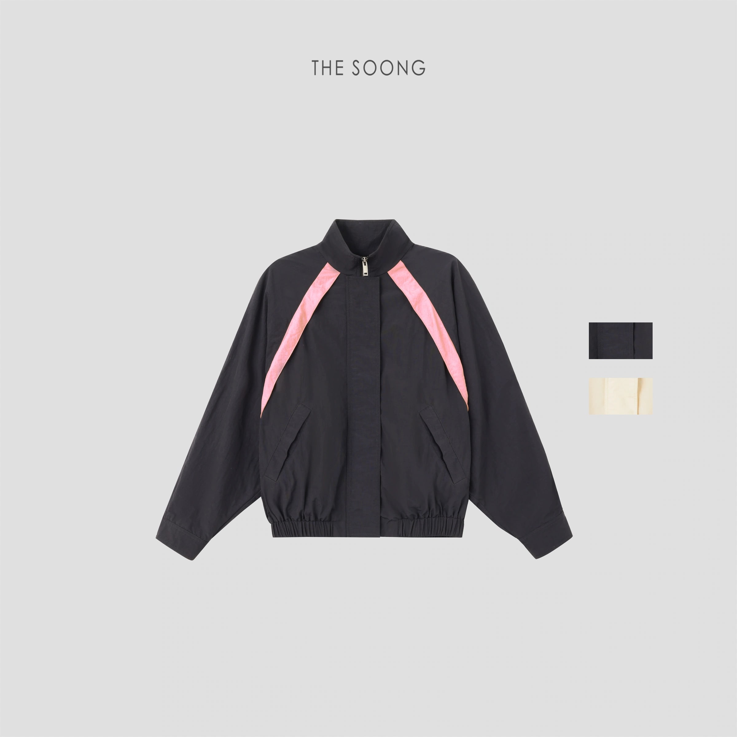 THESOONG “Neon Jacket” 90s Classic Windproof Stand-Collar Cropped Jacket - 8923