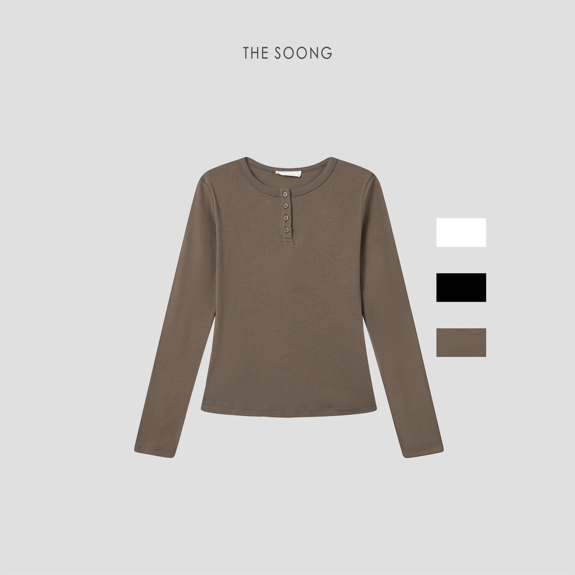 THESOONG Minimal Henley Long-Sleeve Top - 9436