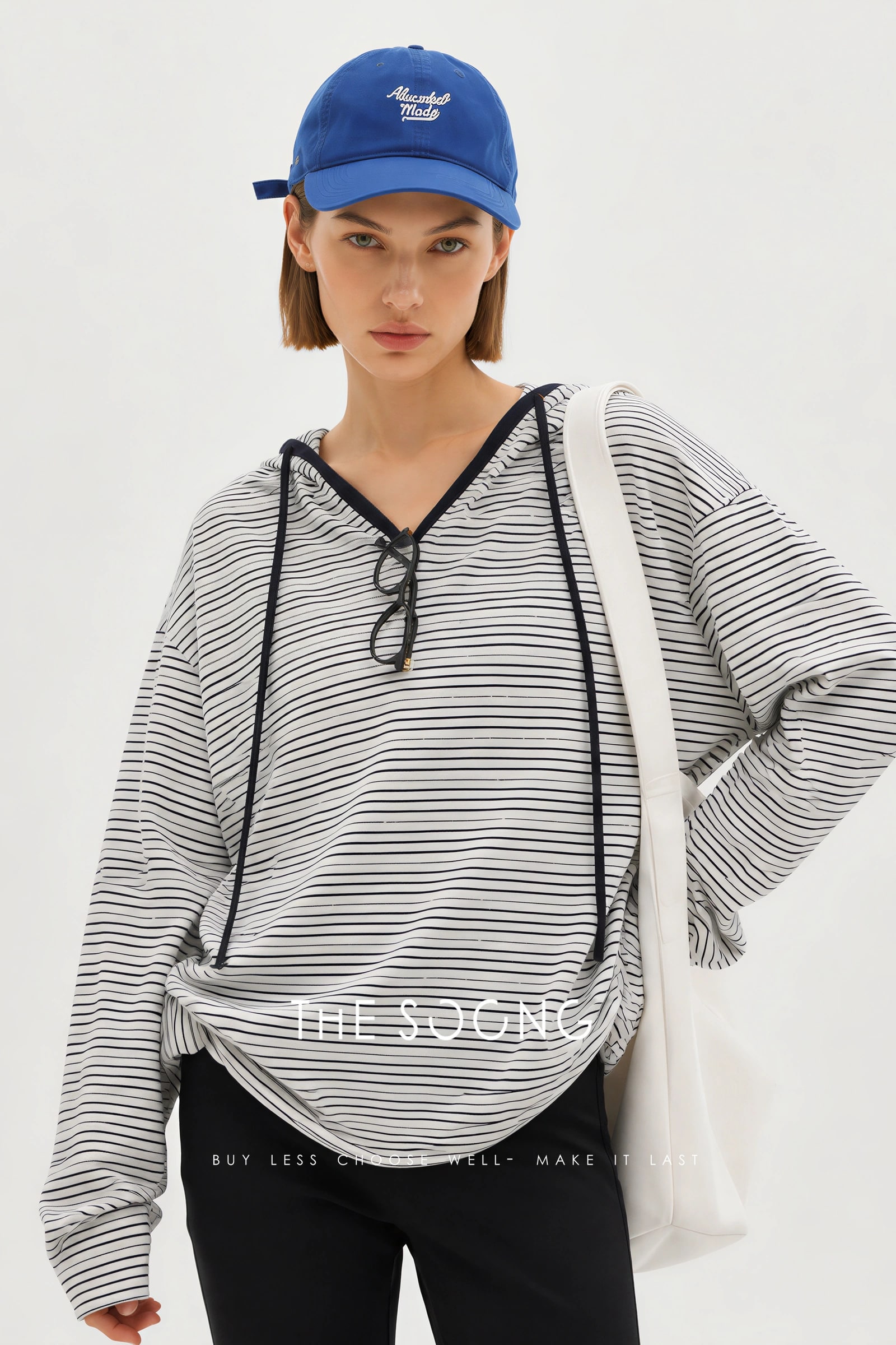 THESOONG Soft-Washed Cotton-Blend Striped Hooded Top - 8224 alternate view