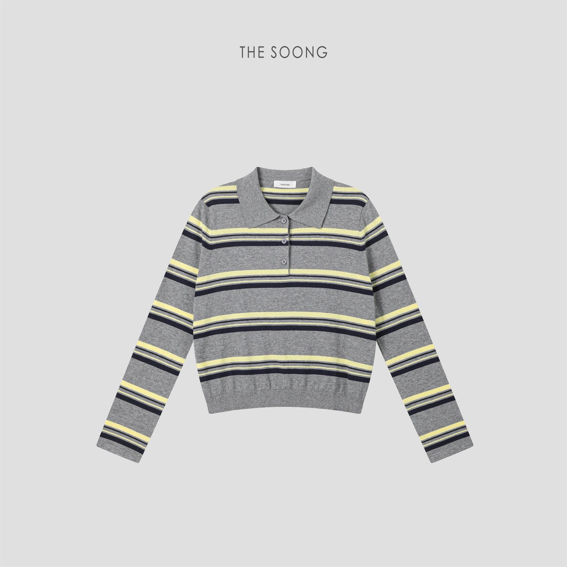 THESOONG 100% Combed Cotton Fine-Knit Polo Sweater - 9238