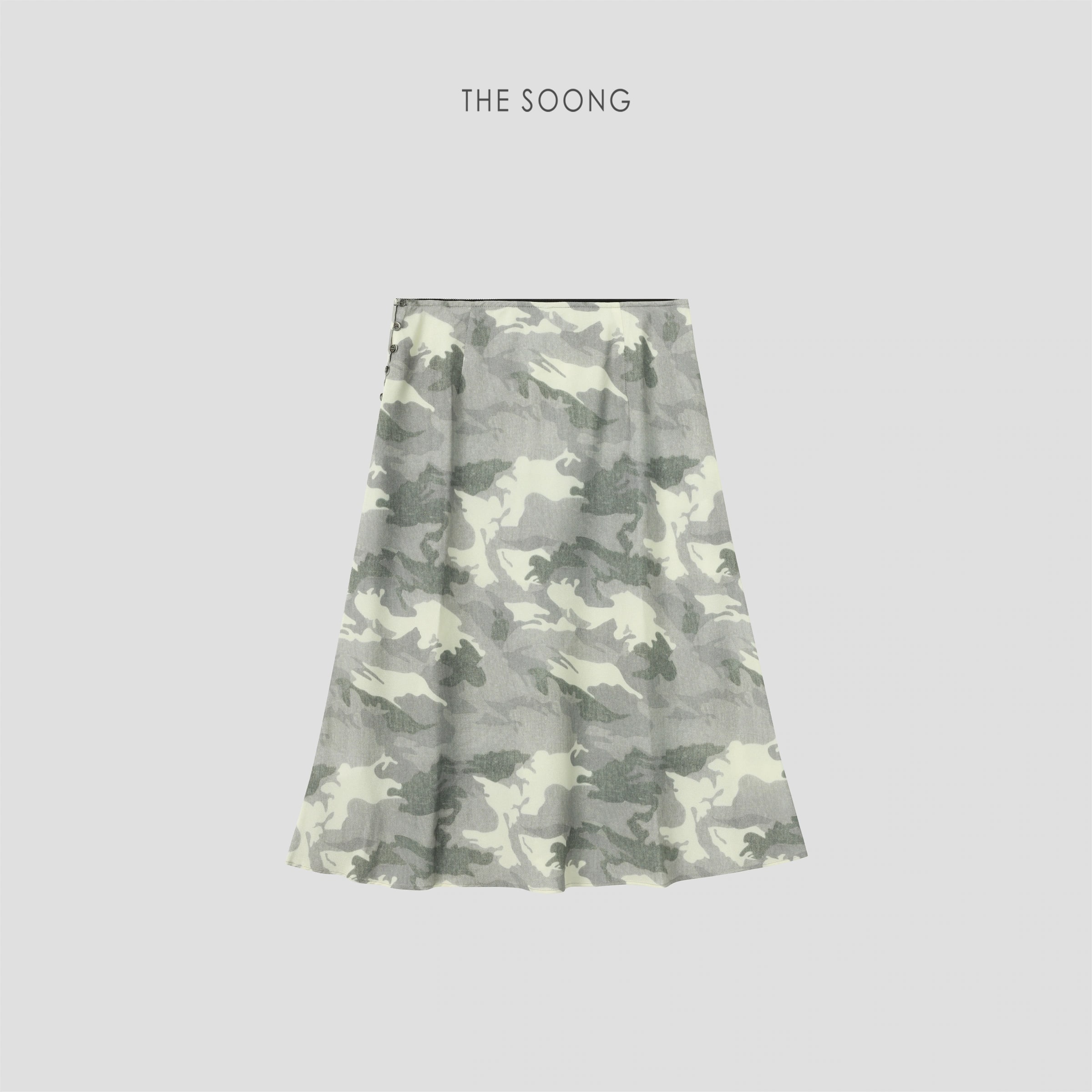 THESOONG Camo Print High-Waist Mermaid Midi Skirt - 9413
