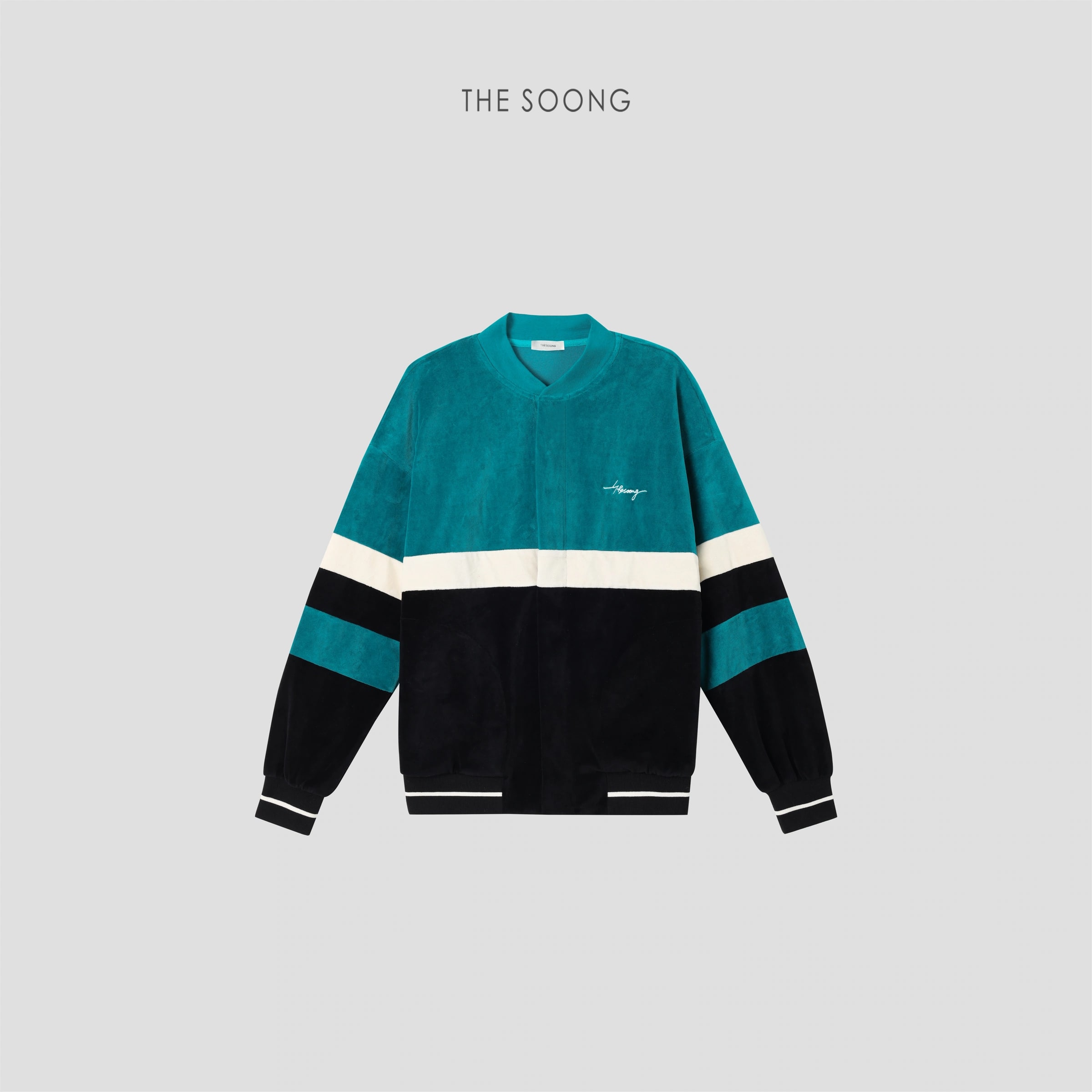 THESOONG “90s Vintage” Velvet Contrast Oversized Baseball Jacket - 9019