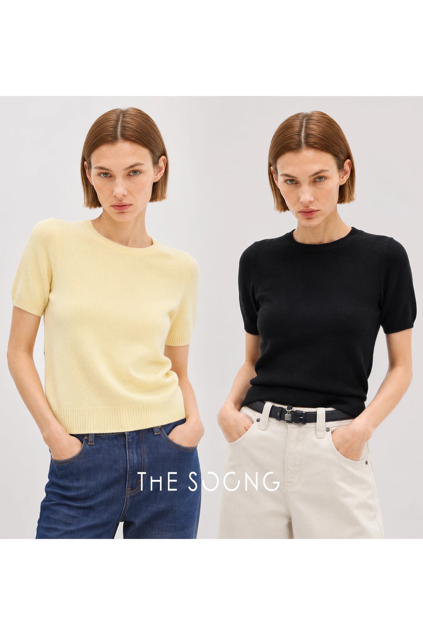 THESOONG “Cloud Luxury” Consinee 100% Cashmere Short-Sleeve Sweater - 9251 alternate view