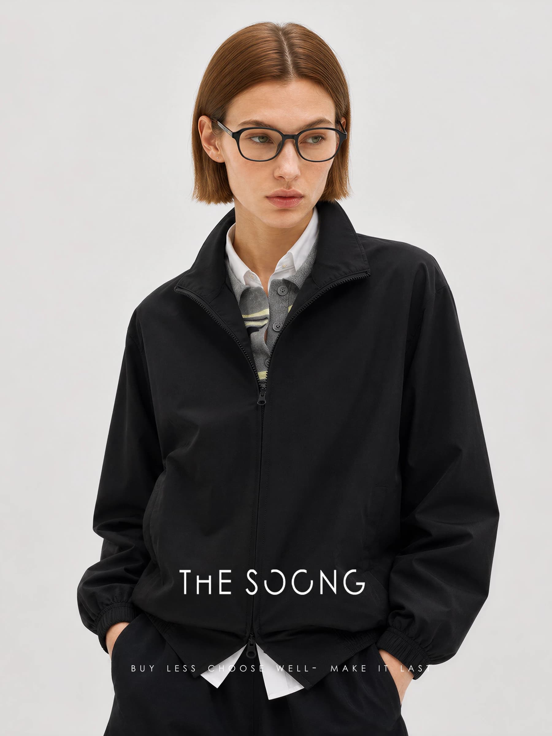 THESOONG “Silent Jacket” Black Stand-Collar Windproof Jacket - 7573 alternate view