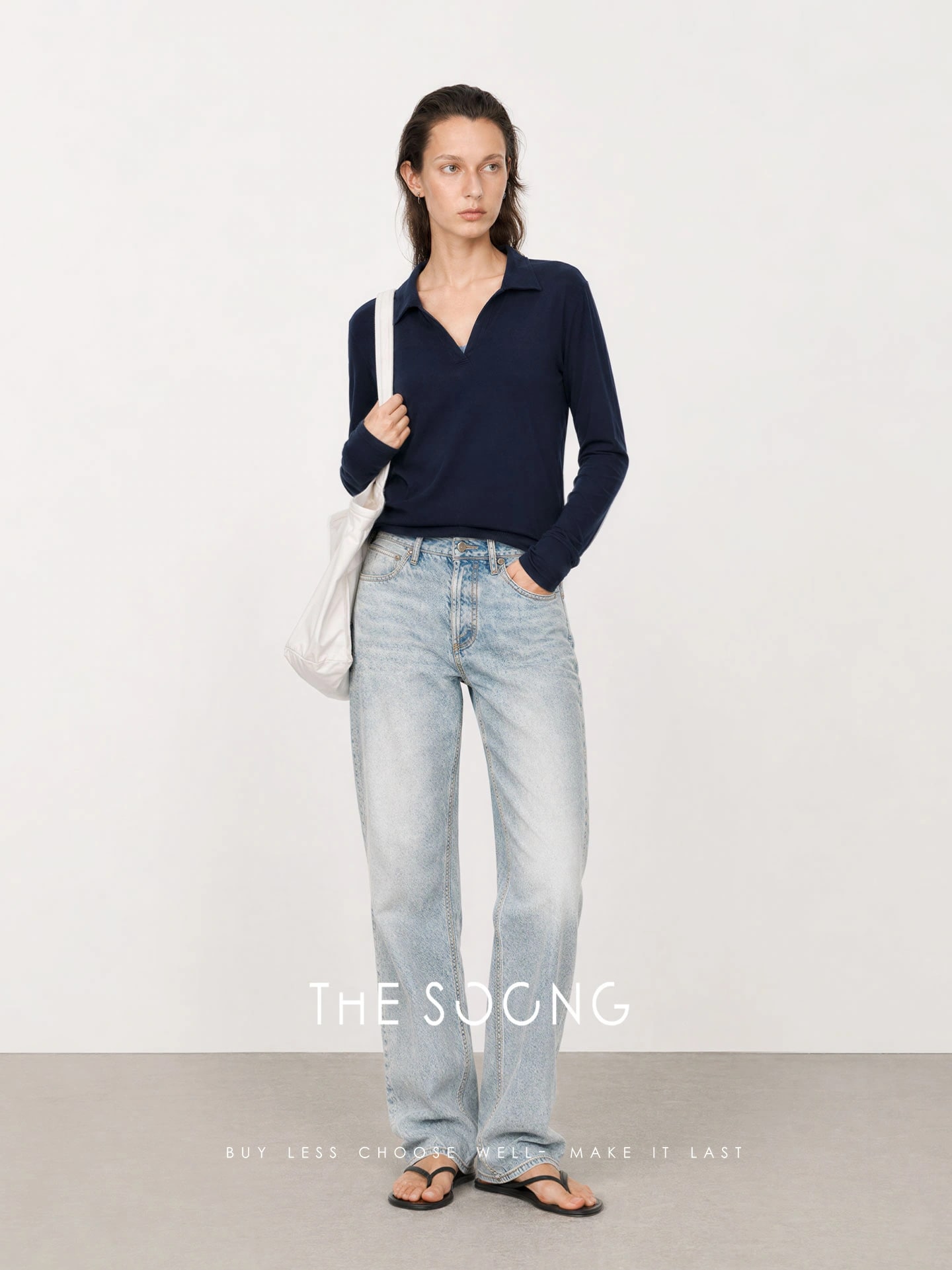 THESOONG 90s Vintage Stonewashed High-Waist Tapered Jeans - 222656 alternate view