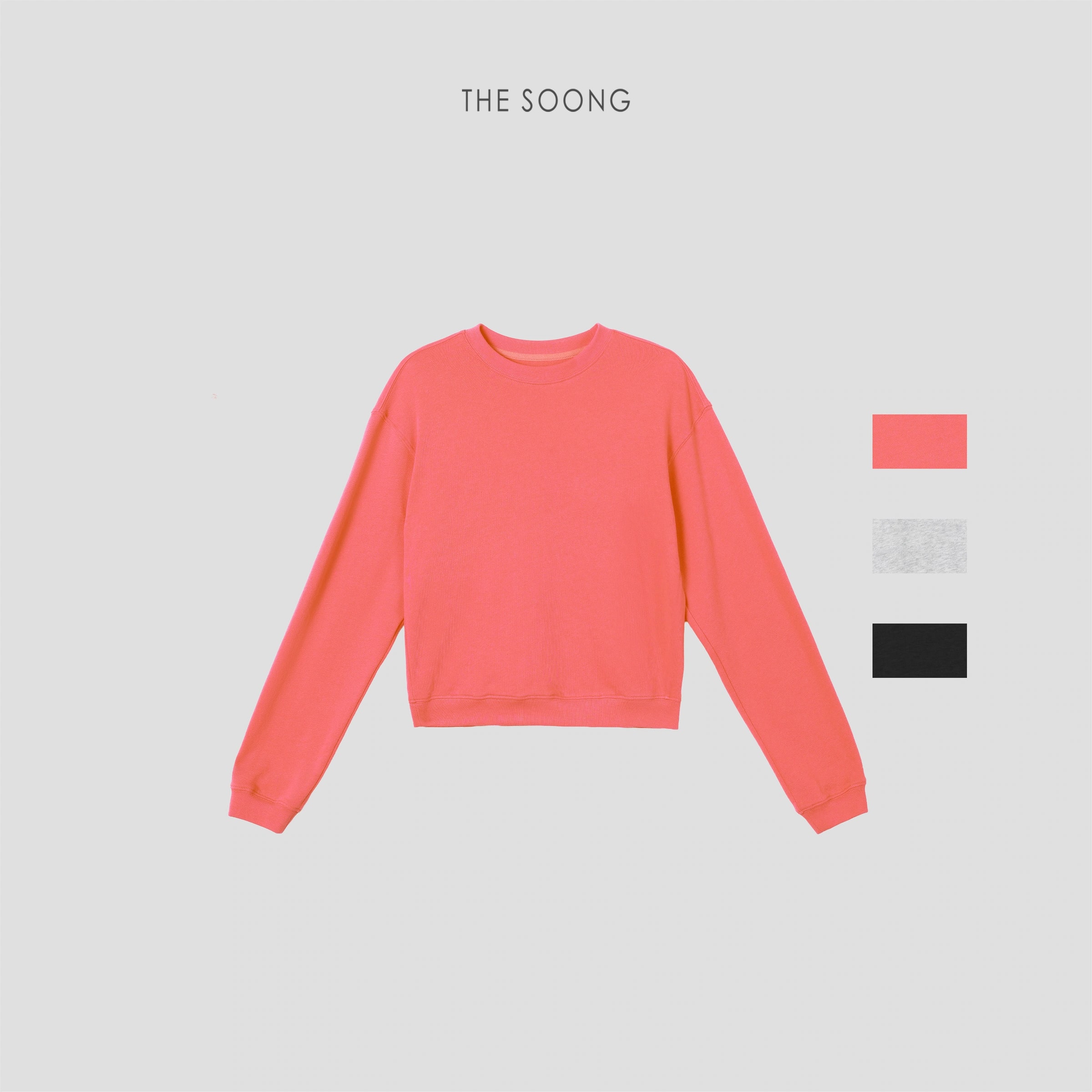 THESOONG “Pop Sweatshirt” 100% Cotton Ribbed Crewneck Relaxed Sweatshirt - 9179