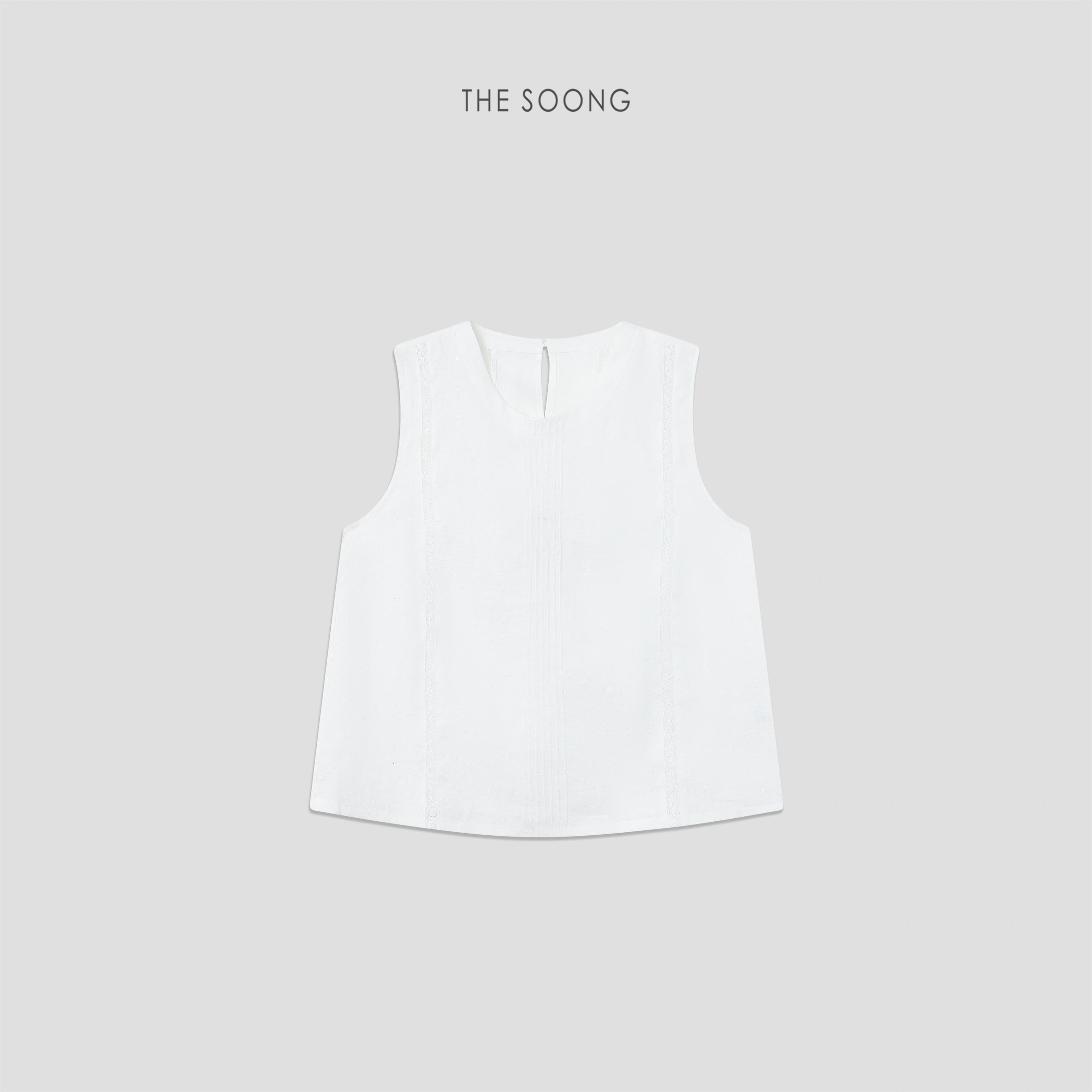 THESOONG Linen Sleeveless Vest Summer Crewneck Relaxed Top -9385